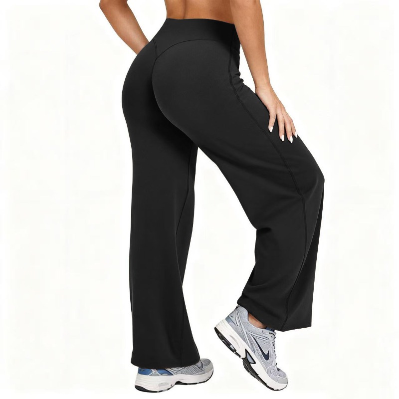 Mulheres plus size yoga calças de perna larga cintura alta elástico cor sólida leggings correndo pilates esportes moda calças de perna reta
