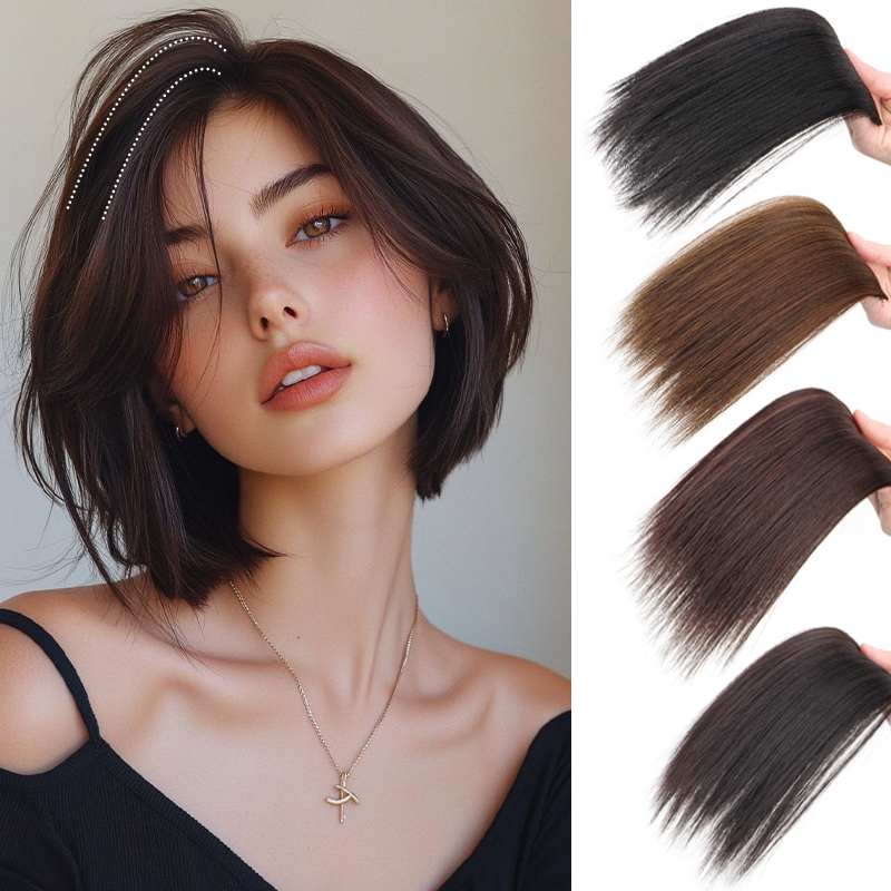 合成目に見えないシームレスなヘアパッドクリップで髪のボリュームを増やすヘアエクステンショントップサイドカバーかつら女性用