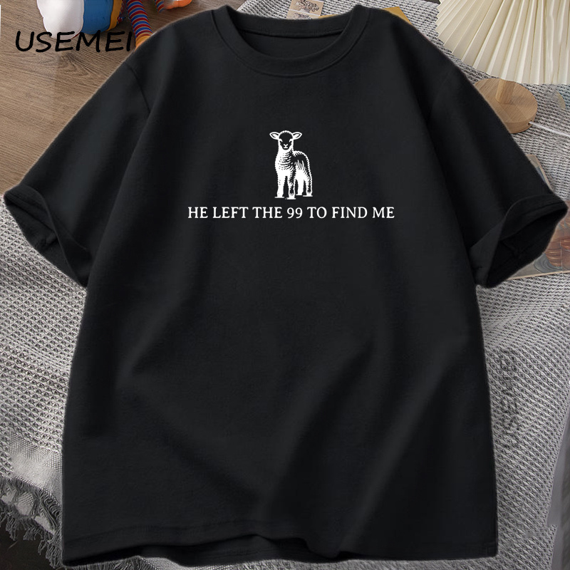 Retro Religieuze T-shirt Hij Verliet De 99 T-shirt Christelijke Bijbelvers T-shirt Geloof Katoen Korte Mouw Grafische T-shirts Tops
