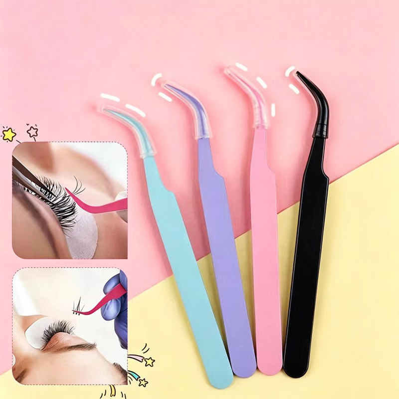 Roestvrijstalen rechte gebogen pincet Kleurrijk roze blauw paars DIY wimperpincet Nail Art Sticker Strass Picking Tool