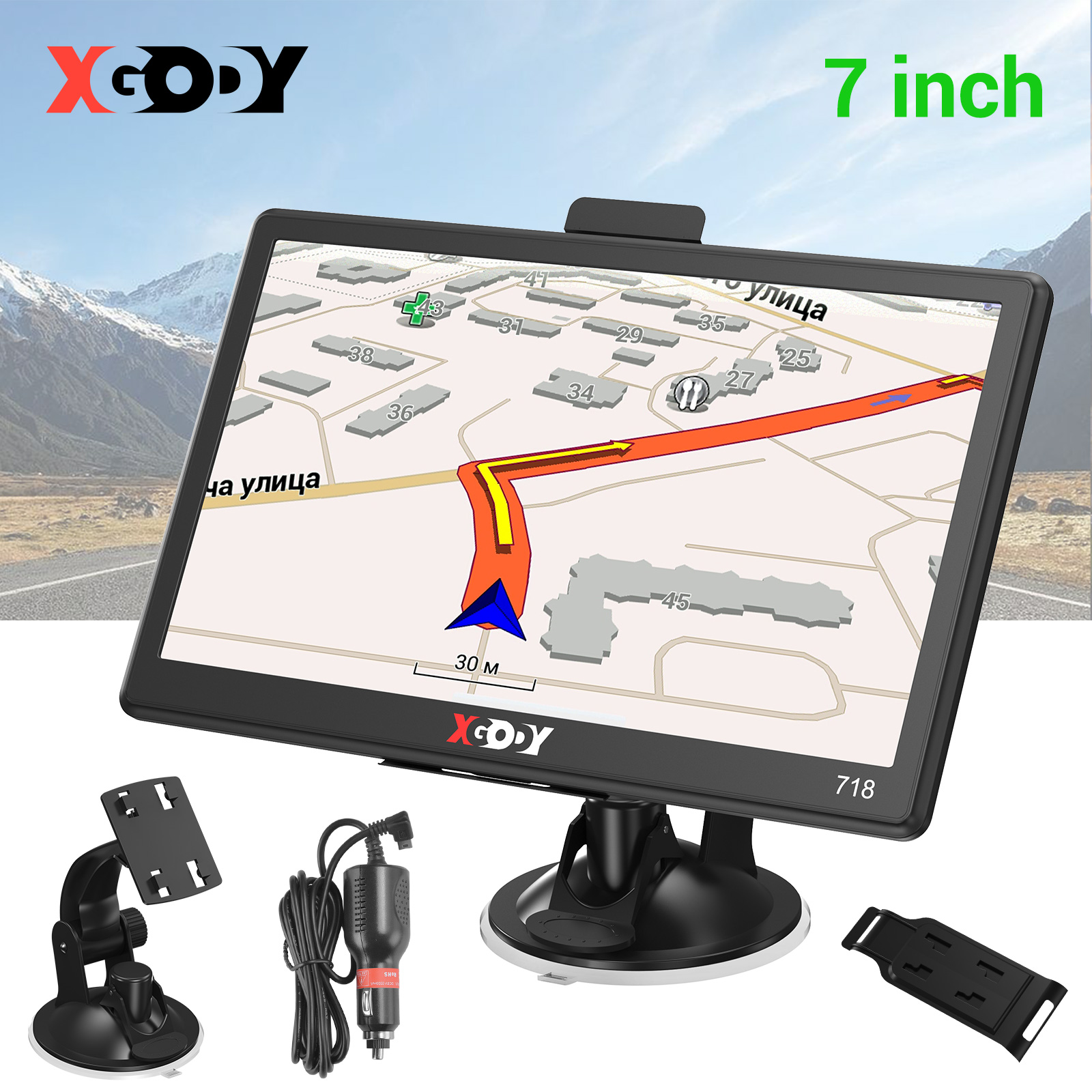 XGODY 7-дюймовый грузовик Sat Nav HGV Грузовик LGV 2024 UPDATE UK Europe Maps Speedcam POIs