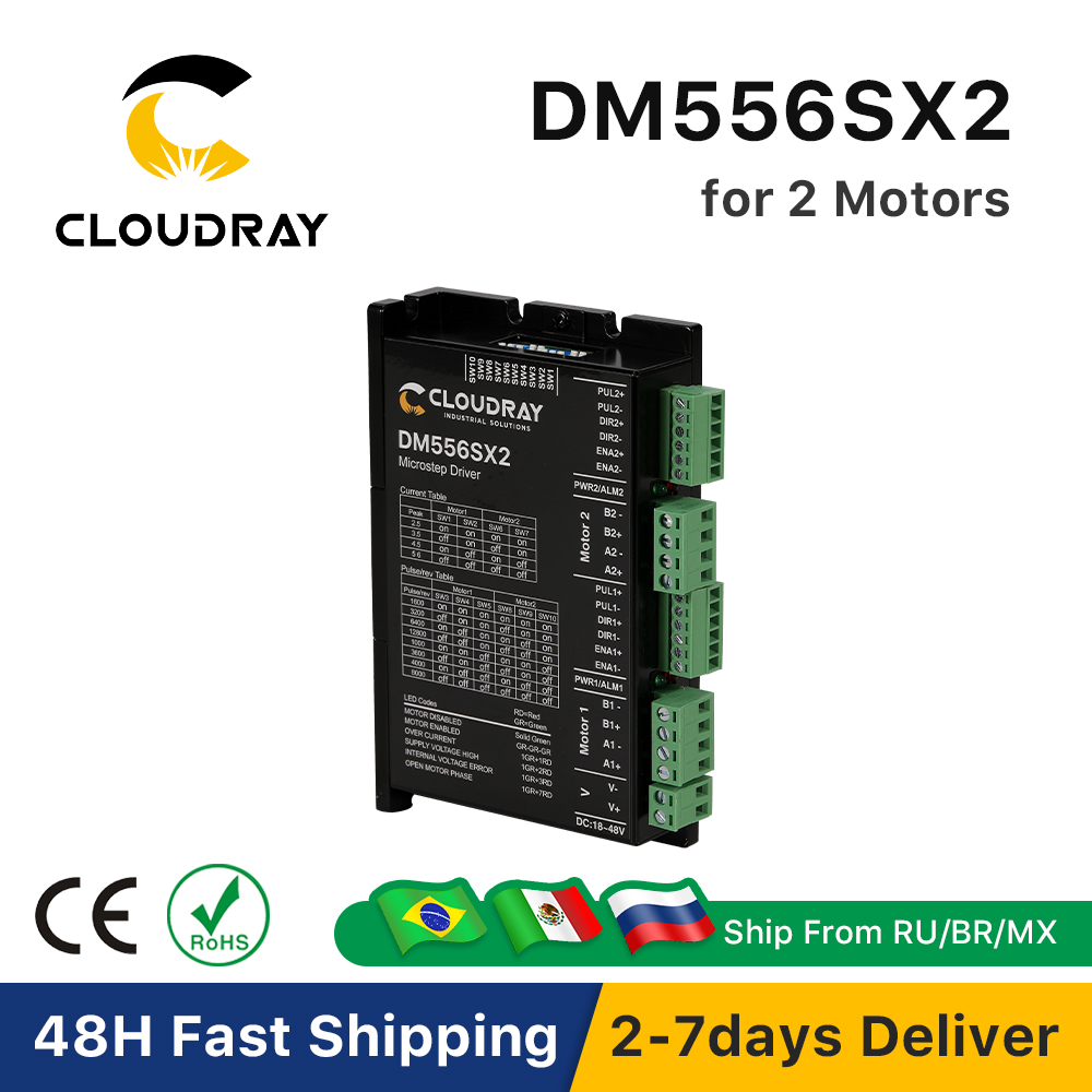 Clounema Nema 23/24 Driver Motor Stepper DM556SX2 5.6A 24 ~ 48VDC untuk 2 Buah Kontroler Motor Stepper Mesin Ukir CNC