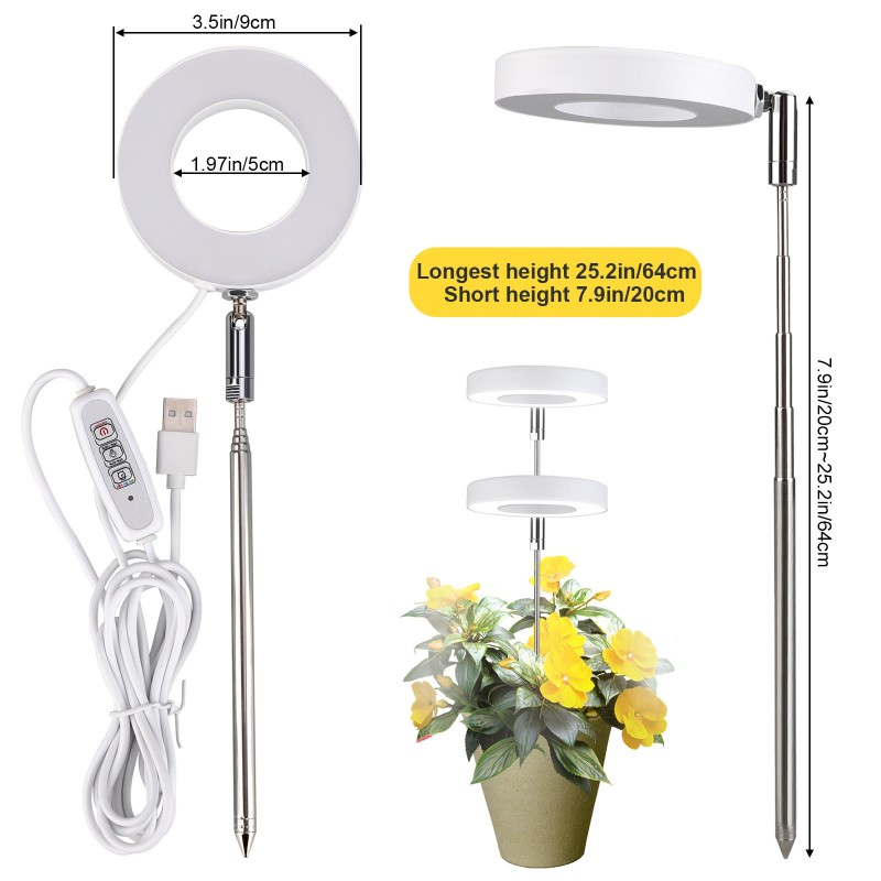 Lumière de croissance LED solaire d'intérieur à spectre complet, gradation à quatre vitesses, Viridiplantae charnue, lumière de remplissage télescopique pour sol de fleurs