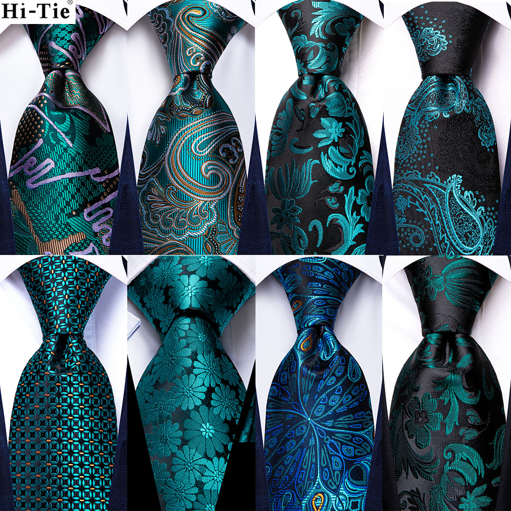 Gravata Masculina de Seda Azul Floral Luxuosa para Casamento, com Lenço de Bolso e Abotoaduras, para Moda, Negócios e Festas, Dropship Hi-Tie