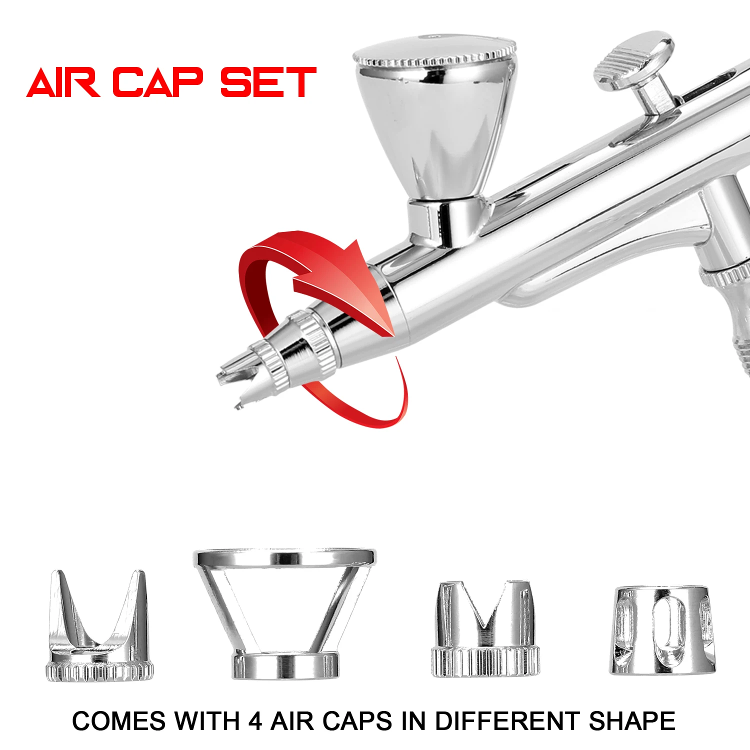 Set di accessori per tappi di copertura per aerografo da 4 pezzi Corona/Tomahawk/condensazione cava/kit di tappi per spazzole ad aria a forma di distanza