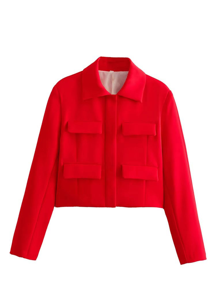 Hh primavera jaqueta para mulheres fino recortado casaco elegante sólido manga longa jaqueta frente aba bolso outerwear moda streetwear
