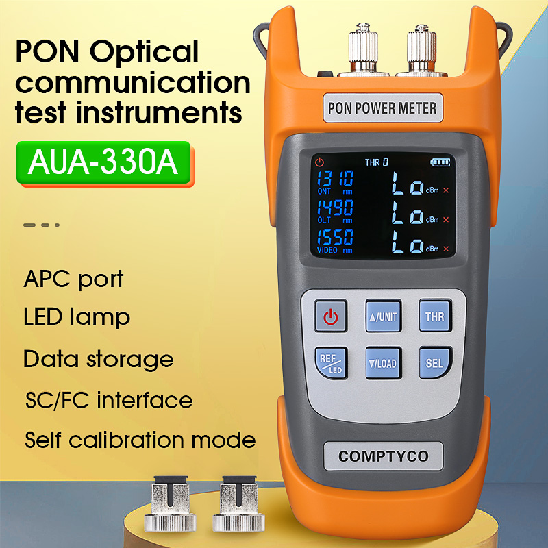 COMPTYCO AUA-330A/U Port APC/UPC (opcjonalnie) Ręczny światłowodowy miernik mocy PON ze światłem LED FTTX/ONT/OLT 1310/1490/1550nm