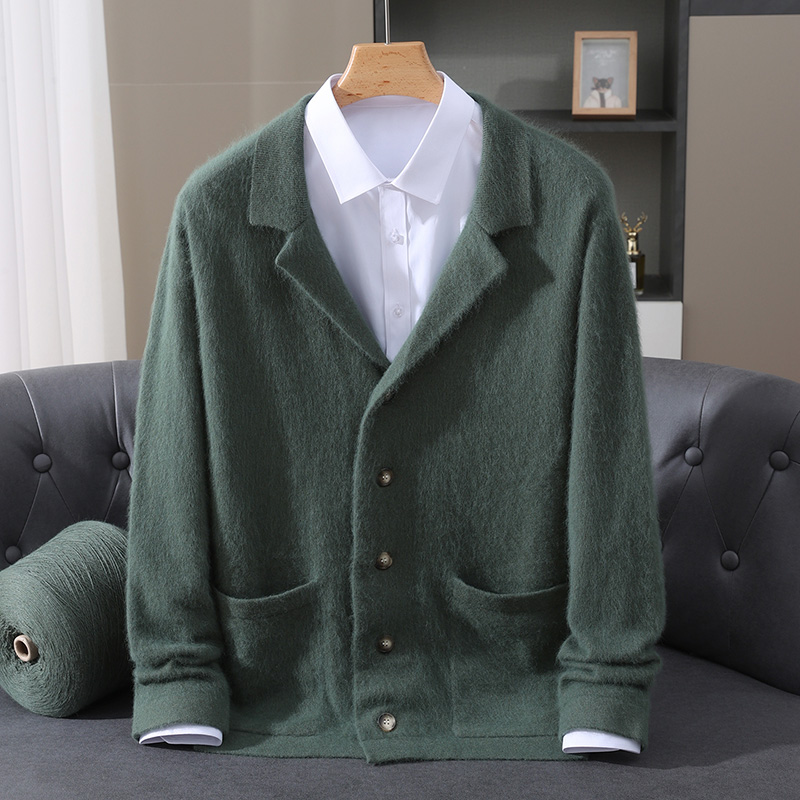 Nieuw nertsenwol vest gewatteerde herensweaterjas Business Casual gebreide kasjmier trui jas