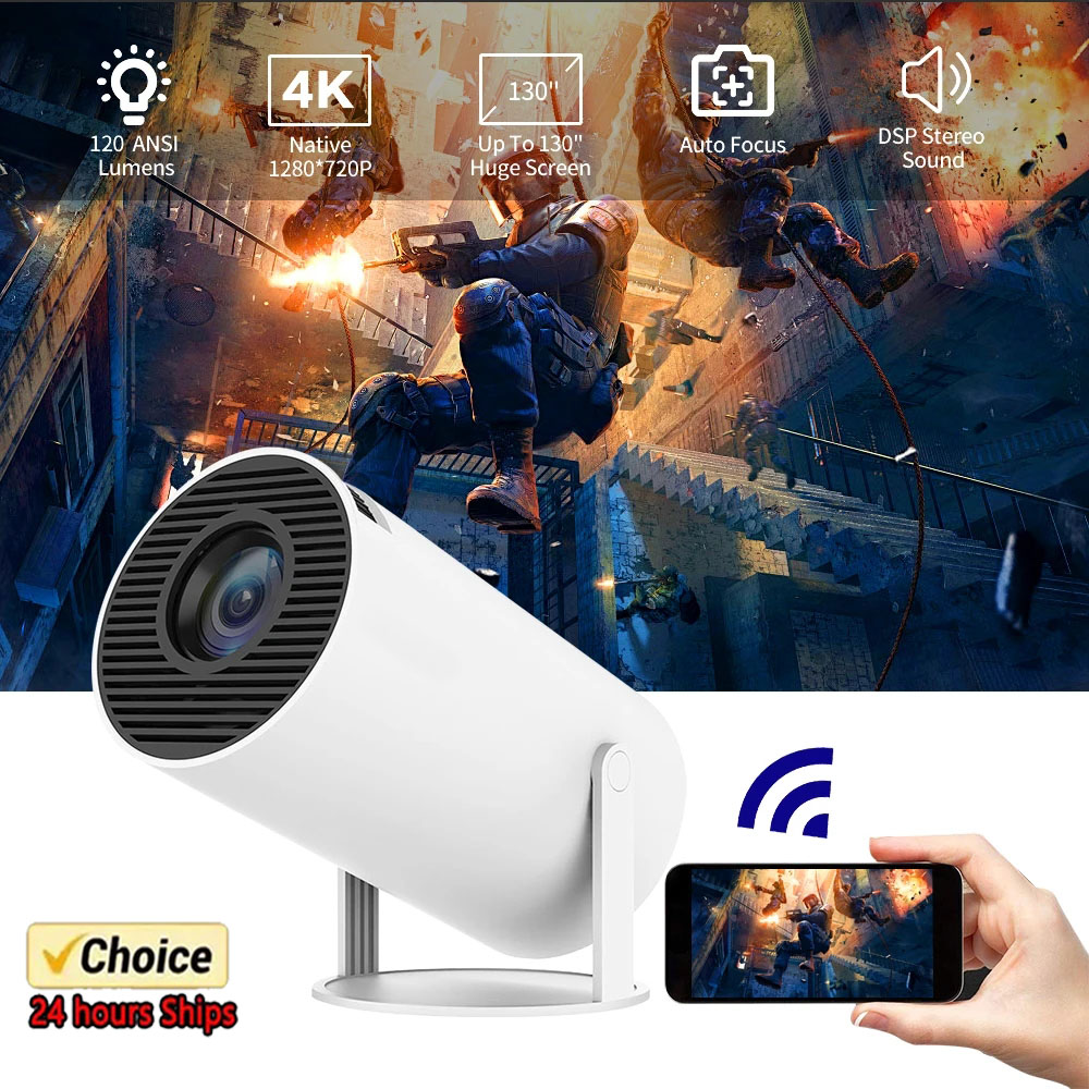 2025 hy300 ultra 4k ultra hd 300ansi projetor portátil android 11 bt5.4 foco eletrônico alto-falante embutido para home theater