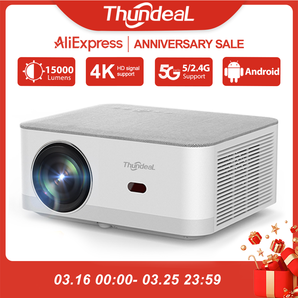 Мини-проектор ThundeaL TD92Pro Full HD 1080P с Wi-Fi 5G, Android, поддержкой видео 4K, портативный проектор TD92 Pro для 3D-фильмов и домашнего кинотеатра