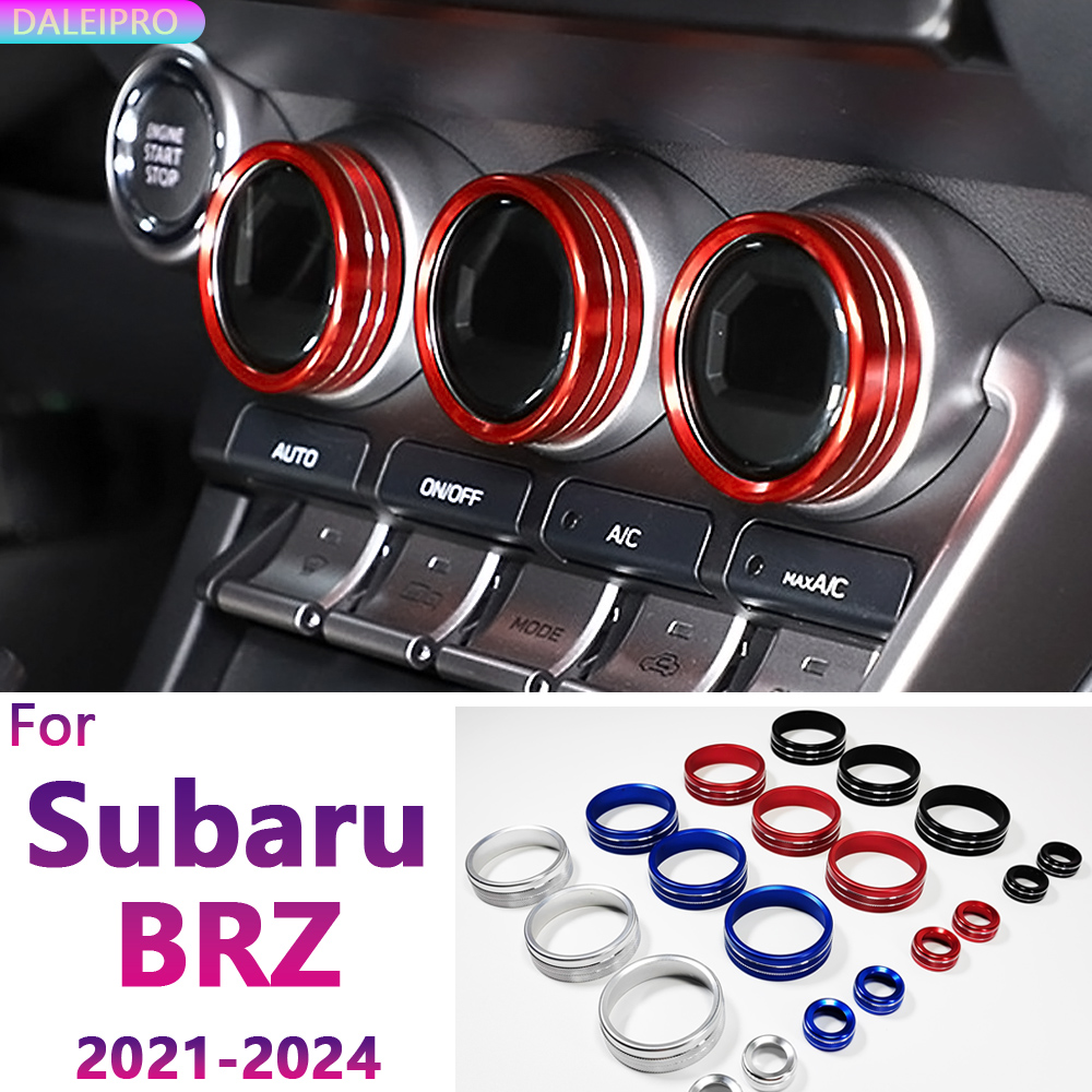 สำหรับ Subaru BRZ GR86 2021 2022 2023 2024รถยนต์ฝาครอบปุ่มปรับเสียงที่หุ้มอะลูมินัมอัลลอยปุ่มตัดแหวน