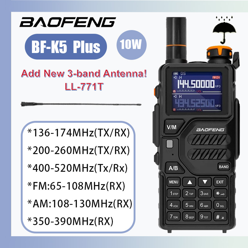 2024 neue baofeng k5plus 10w walkie-talkie multi-band uhf vhf farbe großbild 9999ch 2500mah amateur radio