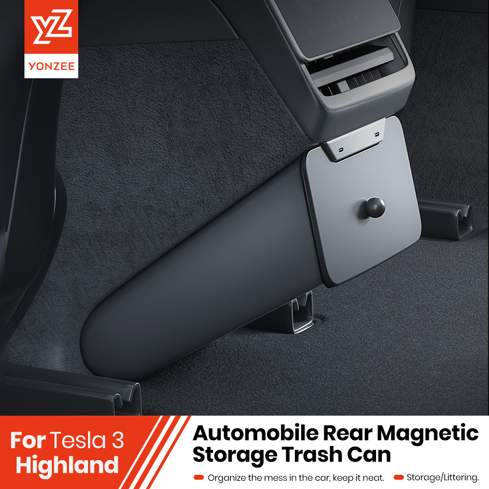 YZ Voor Tesla Model 3 Y Highland Juniper 2025 Achterbank Prullenbak Achter Interieur Opbergdoos Magnetische vuilnisbak Auto accessoires