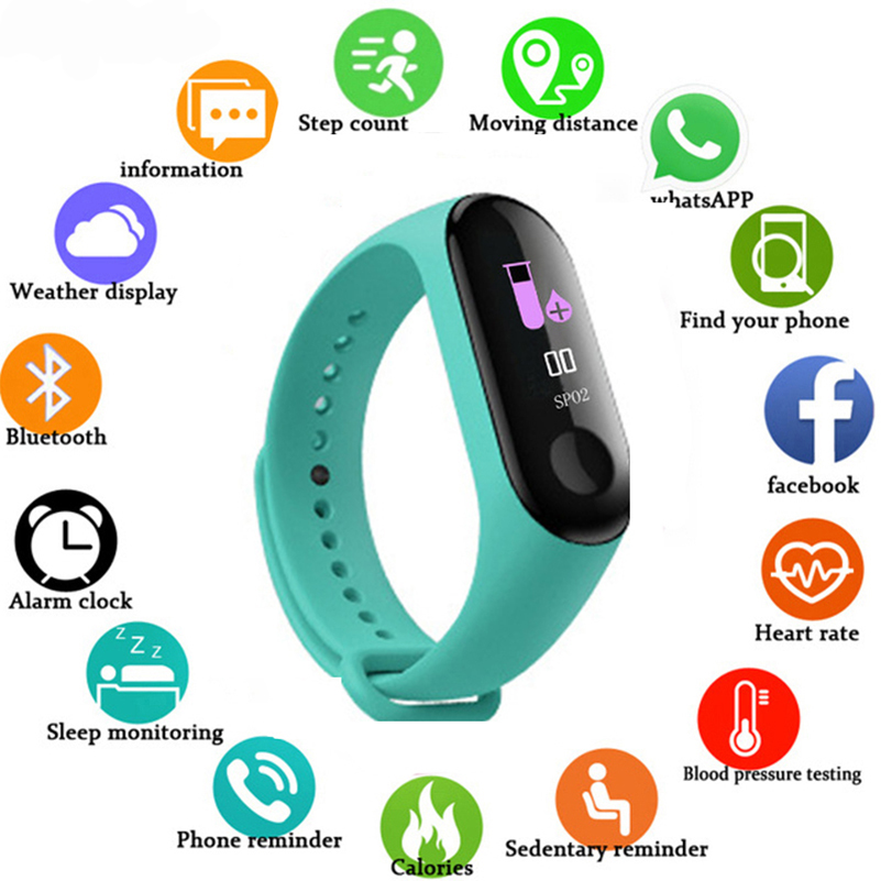 Reloj inteligente con pantalla a Color M3, pulsera deportiva IP67, rastreador de actividad de presión arterial resistente al agua para niños, hombres y mujeres