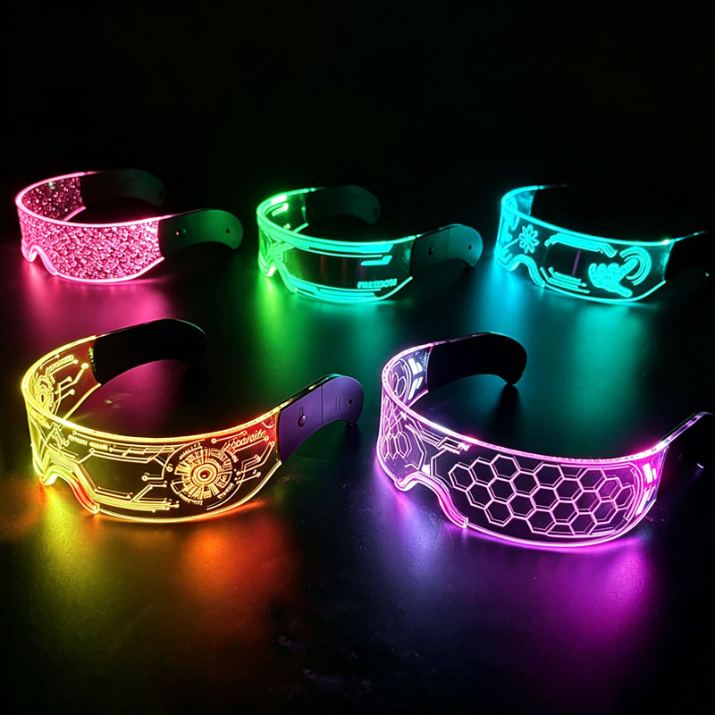 Gafas luminosas coloridas con luz LED, lentes de neón brillantes, parpadeantes para fiesta, club nocturno, DJ, decoración de fiesta de baile