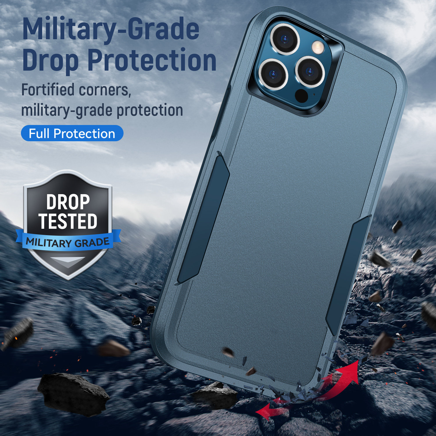 Voor iPhone 11 12 13 14 15 Pro Max Xs XR X SE 2022 8 7 6 Plus Armor Schokbestendig Hoesje Zware TPU Bumper Hard Plastic Achterkant