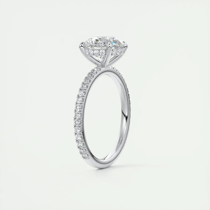 Cincin Pertunangan Pernikahan Janji Klasik Perak Sterling 925 8mm 2 Karat Moissanite Bulat D-E untuk Wanita Perhiasan Mewah
