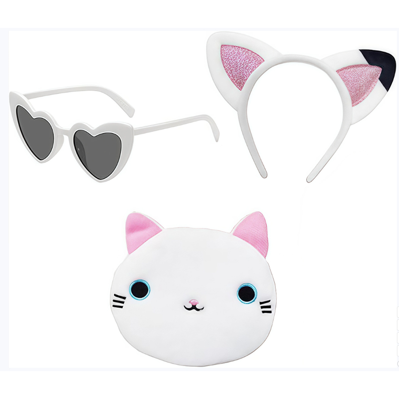 Meninas gabby cosplay headbands óculos carteira 3 pçs acessórios conjunto festival festa de aniversário headwear casa de bonecas traje de halloween