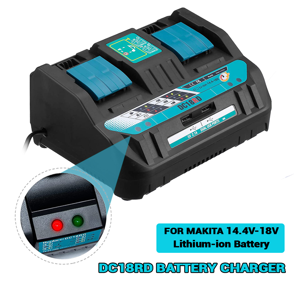 Mais novo carregador de bateria de íon-lítio duplo 4a corrente de carregamento para makita 14.4v 18v bl1830 bl1430 dc18rc dc18ra carregamento rápido