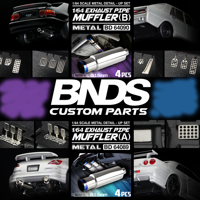 BNDS – pièces modifiées en métal, tuyau d'échappement à petite échelle, silencieux, ensemble de pédales de Style de course pour modèle de voiture, jouet de véhicule de course, nouveauté 1/64
