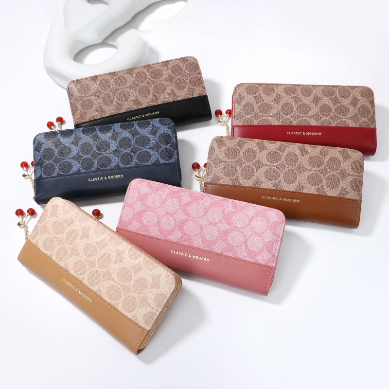 Portefeuille à fermeture éclair tendance pour femme, portefeuille long, sac fourre-tout, porte-monnaie et porte-cartes en cuir PU