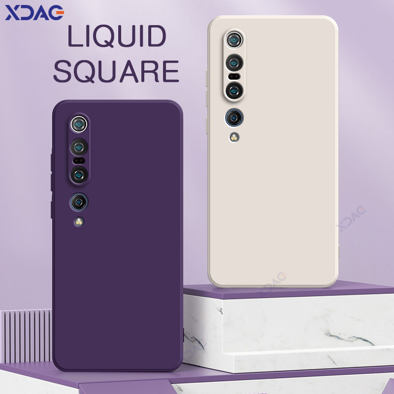 Original Square Liquid โทรศัพท์กรณีสำหรับ Xiaomi Mi 10 10i 10S 10T Pro Lite Ultra เยาวชน5G ซิลิโคนนุ่ม360กันกระแทก Mi10
