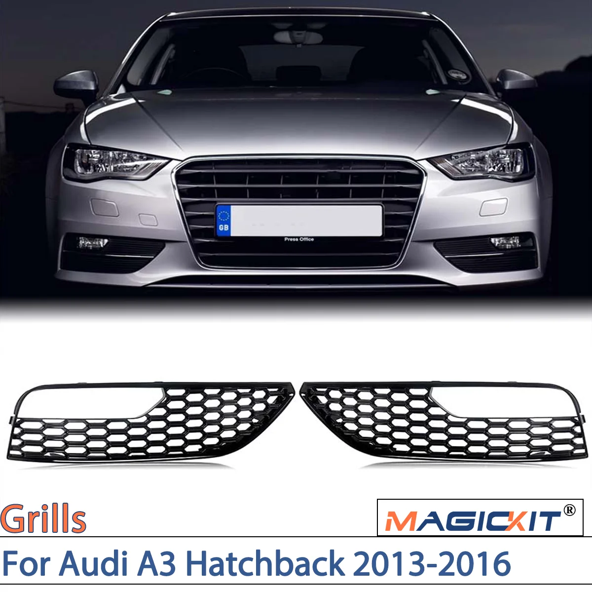 Magickit für 2013-2017 audi a3 basic Front stoßstange Nebels chein werfer Kühlergrill deckt schwarzes Waben zubehör nur für Standard-Stoßstange ab