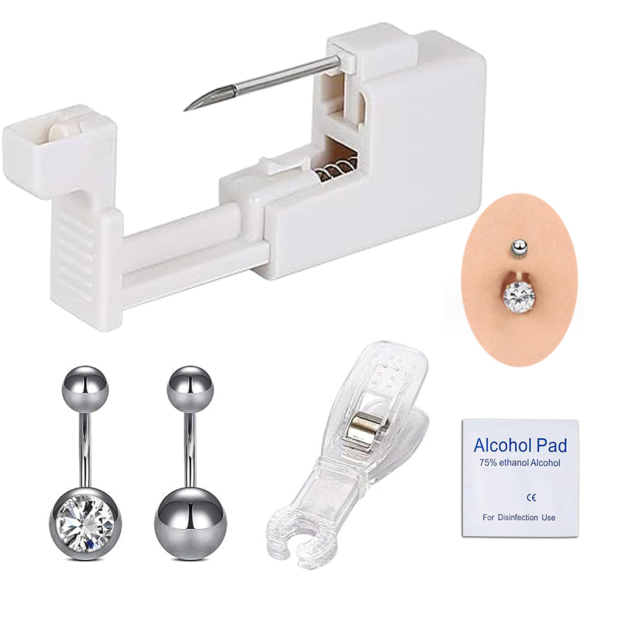 5 pezzi Kit professionale per Piercing per il corpo per ombelico pistola per Piercing sicura Kit di strumenti per Piercing per il corpo in acciaio inossidabile per donna uomo