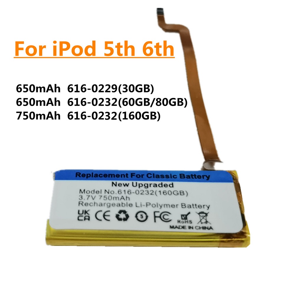 Аккумулятор большой емкости 750 мАч для iPod 5-го поколения видео 30 ГБ и 6-го поколения классический 80 ГБ 120 ГБ 7-го поколения 160 ГБ Быстрая доставка