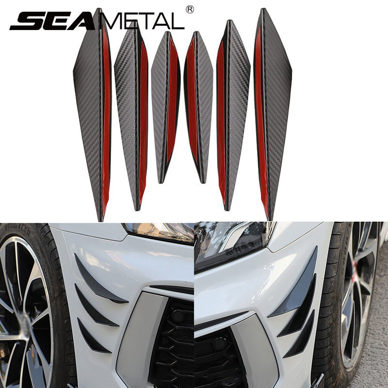 SEAMETAL 6 ชิ้น/เซ็ต Universal กันชนหน้ากันชนลิป Diffuser Splitter Fins Body สปอยเลอร์ปรับแต่งรถ Canards Valence Chin ตกแต่งรถ