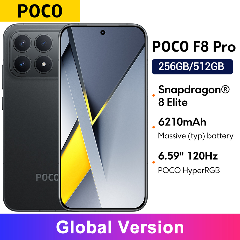 POCO F8 Pro 5G รุ่นทั่วโลก กล้อง 50MP แบตเตอรี่ 6210mAh สมาร์ทโฟน Snapdragon ®   หน้าจอ POCO HyperRGB AMOLED ขนาด 6.59 นิ้ว 120Hz รุ่น 8 Elite