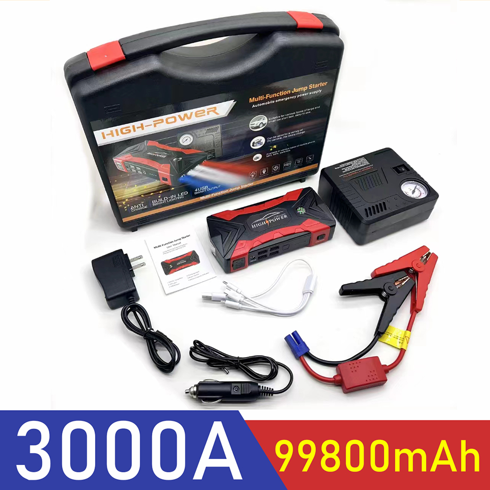 99800mAh 20000mAh Car Jump Starter 3000A Starting Device Portable Power Bank Battery Starter Launcher For Car Booster Articles