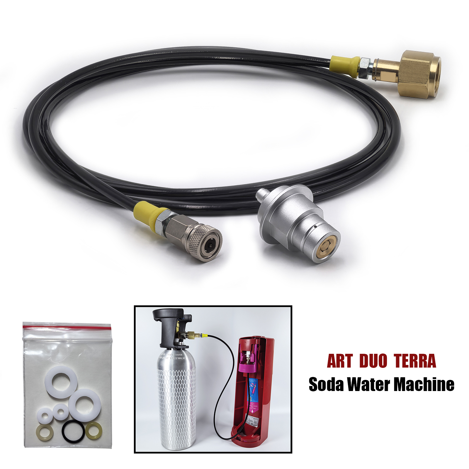 Sodastream Soda Maker Terra DUO Art zu CO2 Tank Zylinder Adapter Kit W21.8-14 G3/4 CGA320 mit Schnelltrennanschluss