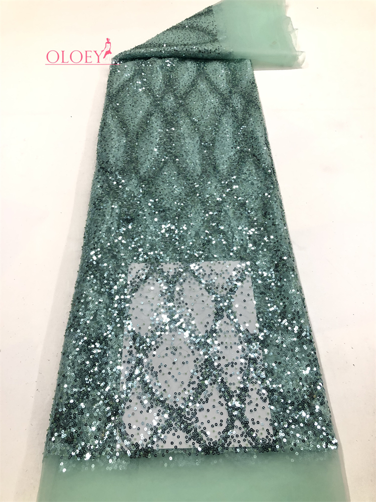 OLOEY 2026 Tela de Tul Africana con Lentejuelas Bordadas de Alta Calidad, Malla Francesa para Vestidos de Noche y de Boda para Mujer
