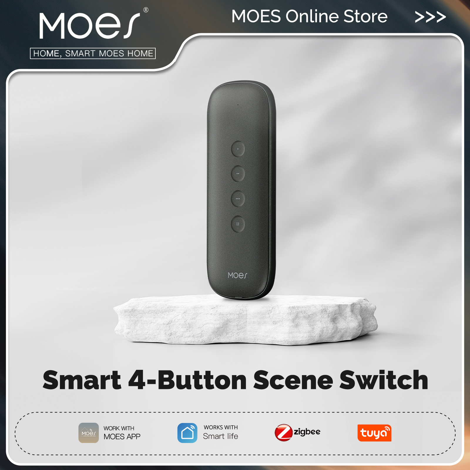 Tuya zigbee interruptor de cena inteligente 4 botões portátil sem fio design leve 12 cenário automação controle remoto alimentado por bateria