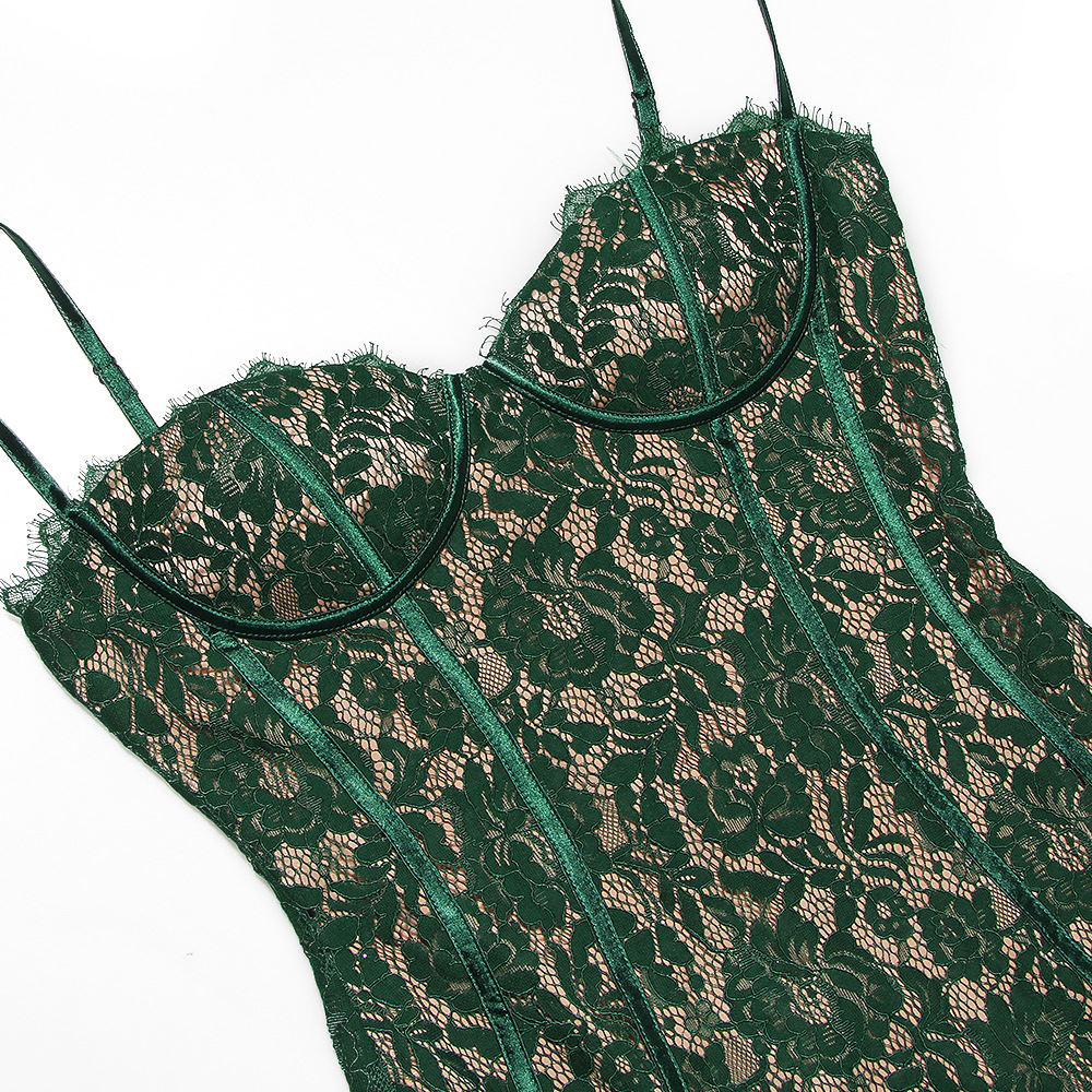 Vestido largo elegante de verano para ocasiones formales, vestido verde con tirantes finos, vestido de encaje Sexy, vestidos Vintage para fiesta de cumpleaños 2025