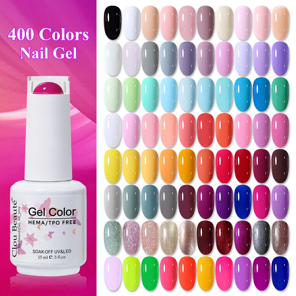 Clou Beaute 15ml Rosso Nero Bianco Verde Neon Gel Smalto per unghie Base Top Coat Velluto HEMA TPO FREE Semi permanente Gel Smalto per unghie