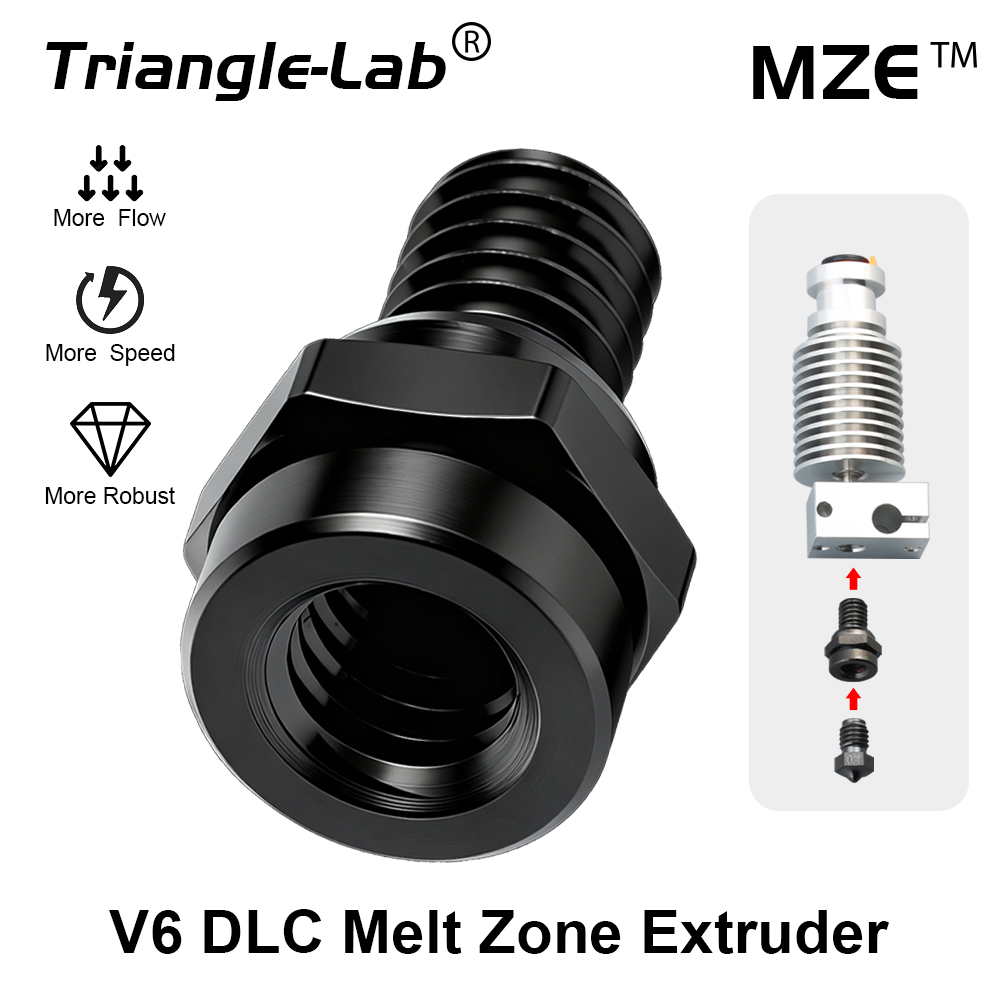 C Trianglelab ®   MZE ™   DLC V6 Melt Zone Extruder Verhoogt de stroom voor V6 Nozzle CHC Hotend CHC XL Rapido Hotend Voron 3D-printer