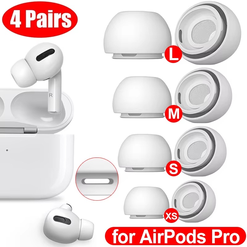 4 Paar Silikon-Ohrstöpsel, schützende Ohrstöpsel, Lärmreduzierungsloch, Ohrhörer-Abdeckung, Ersatz-Ohrpolster für Apple Airpods Pro 1 2