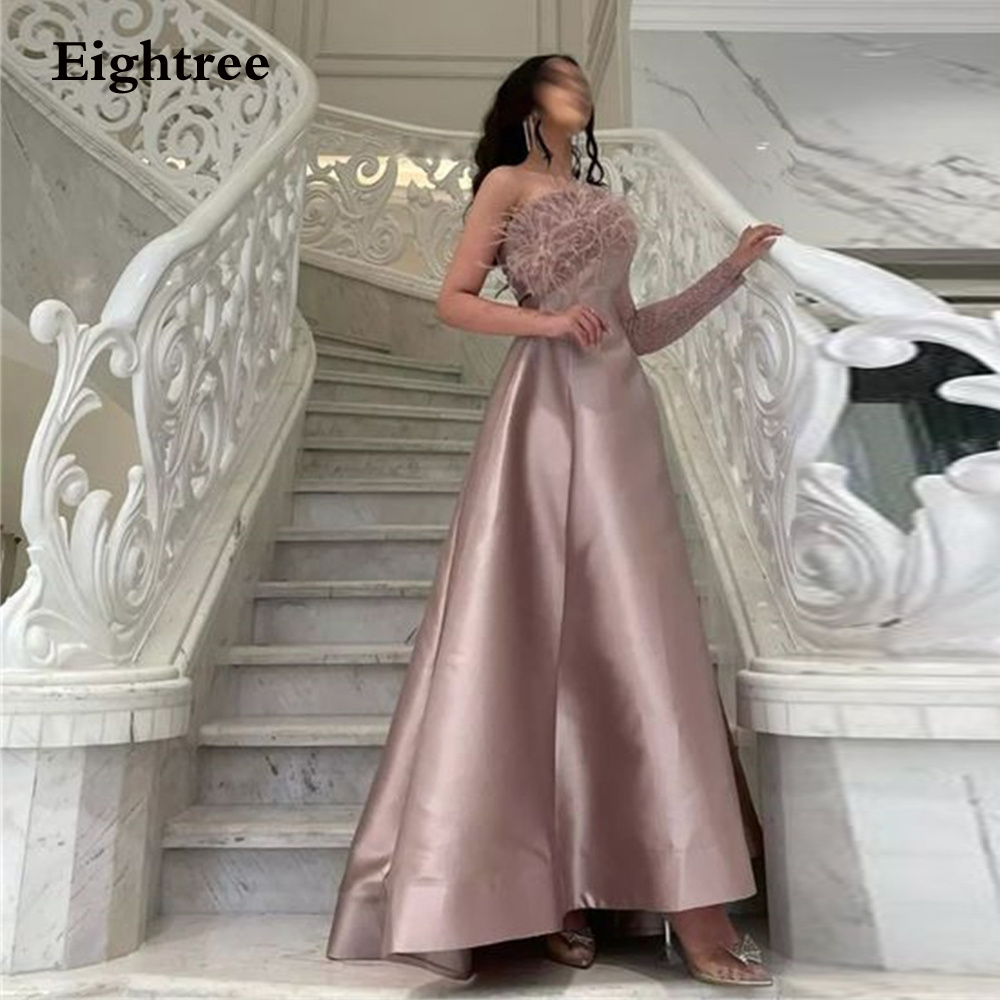 Eightree-vestidos De noche formales modernos, Abendkleide, un hombro, fealthers, bata De noche para mujer, fiesta De boda