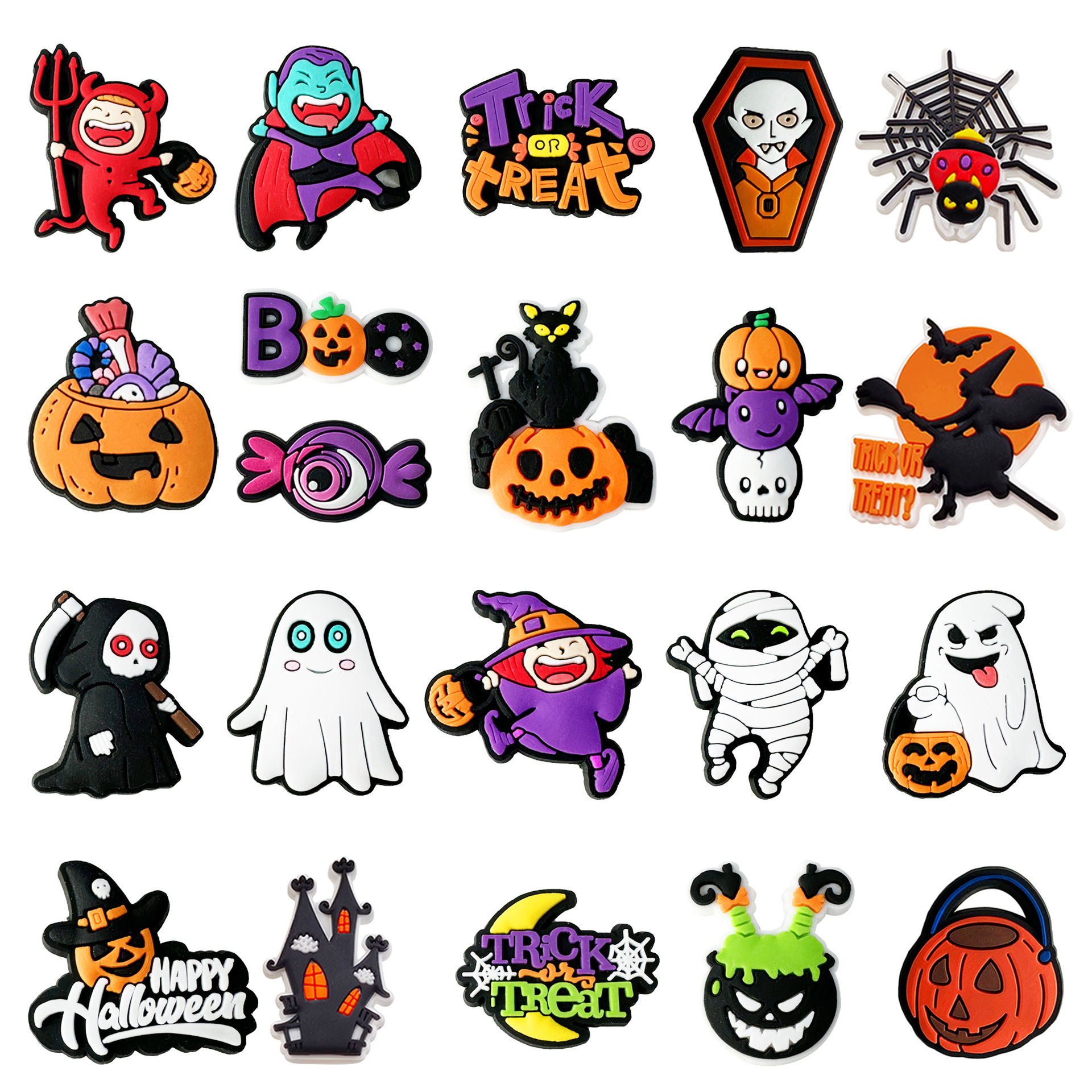1-21 sztuk Cartoon Halloween dynia czarownica zawieszki do butów akcesoria do drewniaków sandały bąbelkowe klamra do butów dekoracja pasuje do prezentów dla dzieci