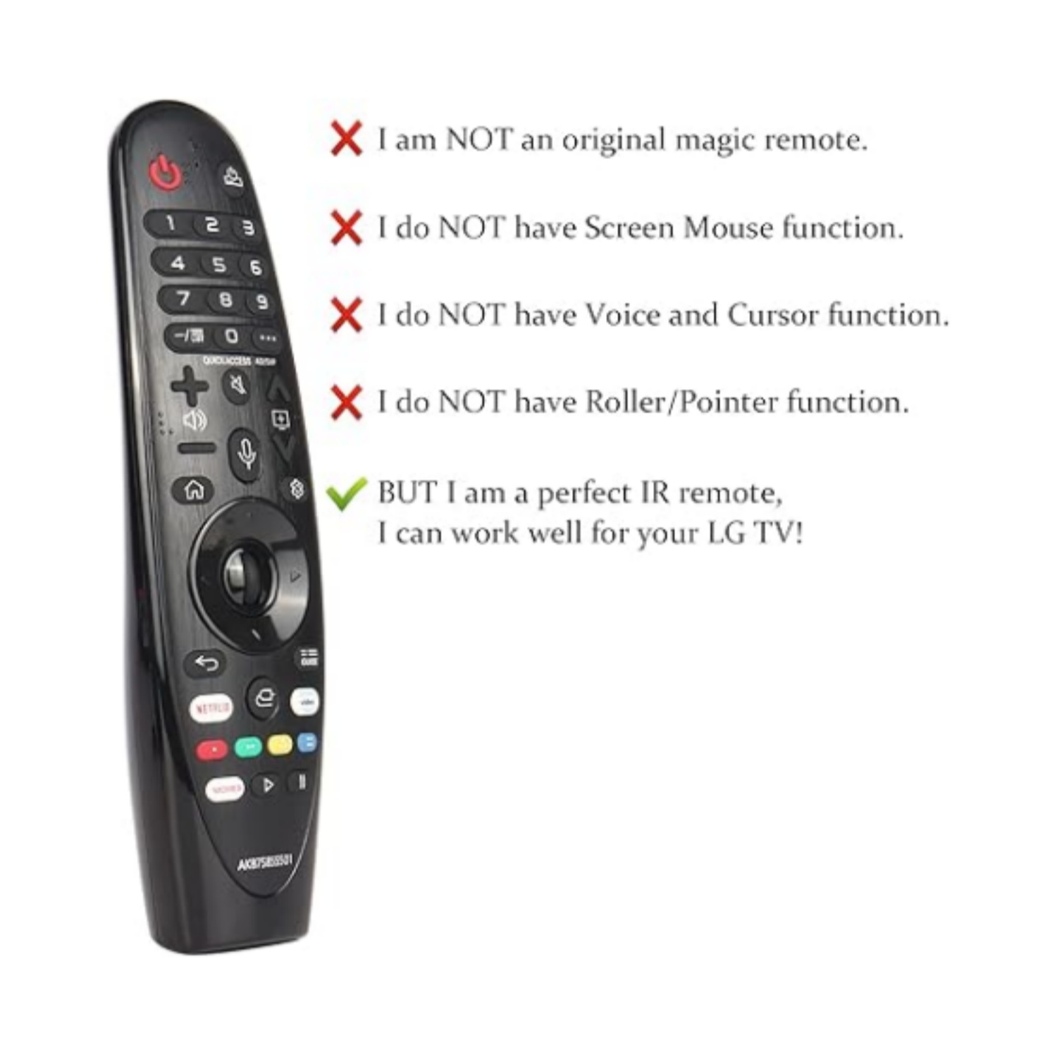(No voice no  mouse function)IR AKB75855501 MR20GA Replaced Remote for 2020 LG Smart TV OLED, Nano Cell and 4K UHD Models
