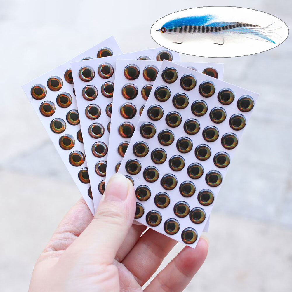 100 pz 3mm ~ 8mm Epossidico Olografico 3D Occhi di Pesce Fly Legatura Materiale per Streamer Baitfish Richiamo Jig Esche Esca da pesca in acqua salata
