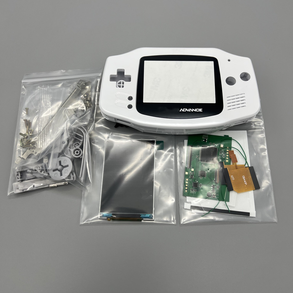 2024 baru GBA IPS LCD tanpa potongan shell diperlukan mudah untuk menginstal 3.0 "IPS kecerahan tinggi LCD dan shell kit untuk Gameboy advance GBA