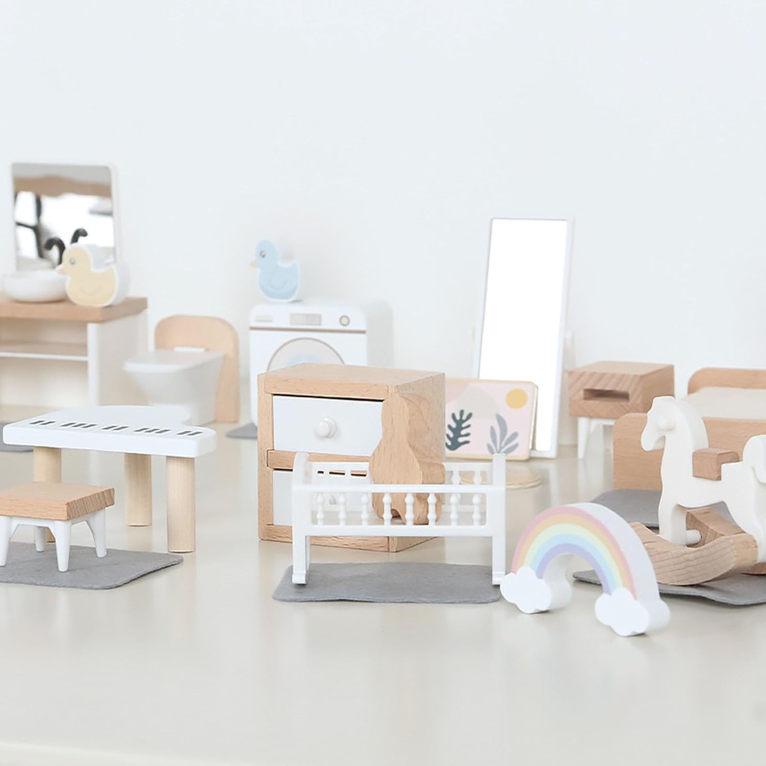 Maison de jeu en bois, ensemble de jouets, Mini maison de poupée, meubles simulés, ensemble de décoration, articles de cuisine pour chambre à coucher, accessoire de Table et de chaises