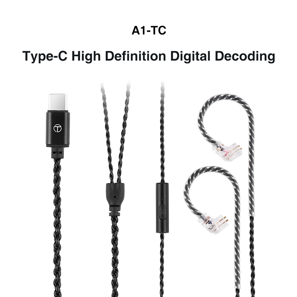 TRN A1 tipo C auriculares con Cable Cable mejorado plateado con micrófono Cables para auriculares Monitor en la oreja auriculares originales