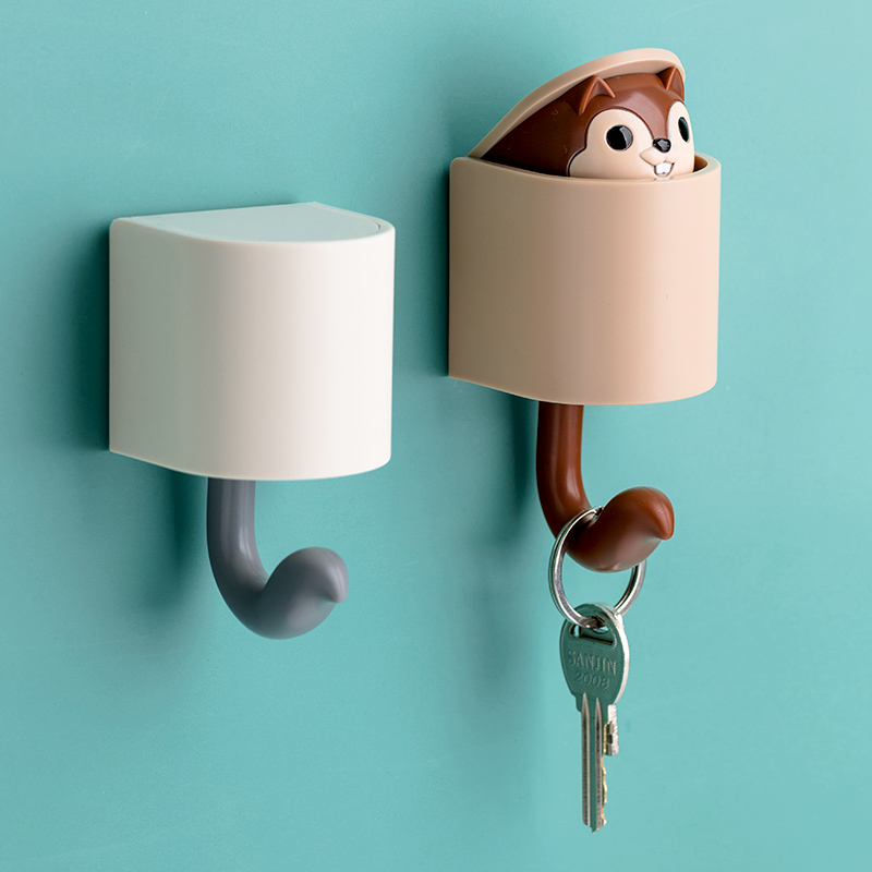 Criativo bonito animal esquilo gancho adesivo adesivo porta de armazenamento chave parede cozinha quarto armazenamento engraçado presente crianças decoração do quarto