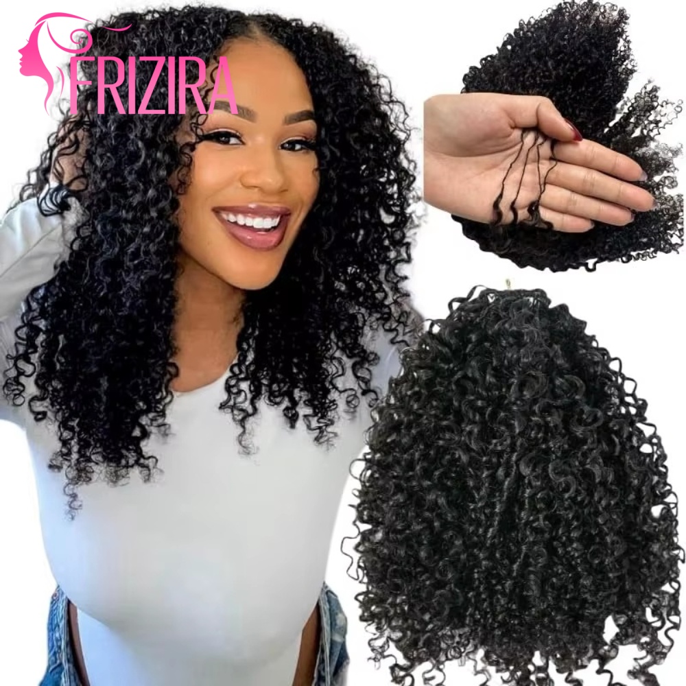 Cabello Humano Rizado Birmano de 20-24 Pulgadas, 60g, Sin Nudos, Pre-Separado, Cabello Humano de Pluma para Crochet, Ligero, Reutilizable, Cabello Remy