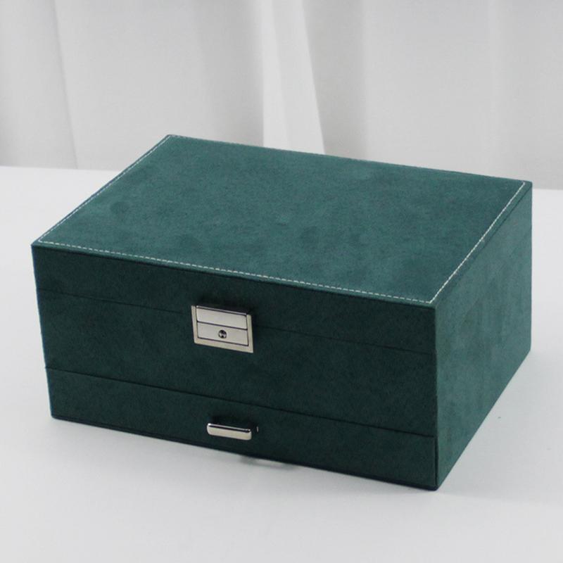 vintage style velvet jewelry box double lock storage box necklace watch ear jewelry box large capacity