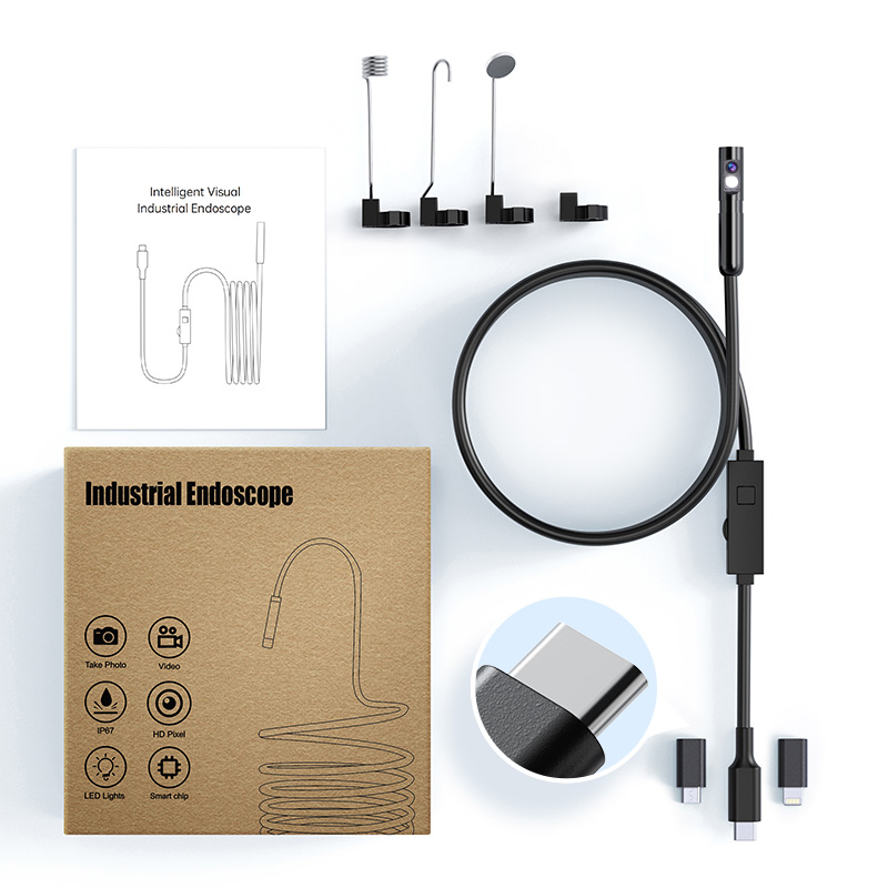 Caméra endoscopique OTG 2MP, dispositif de caméra d'inspection Boroscope automobile pour Apple Iphone IOS téléphone intelligent Android Type C voitures